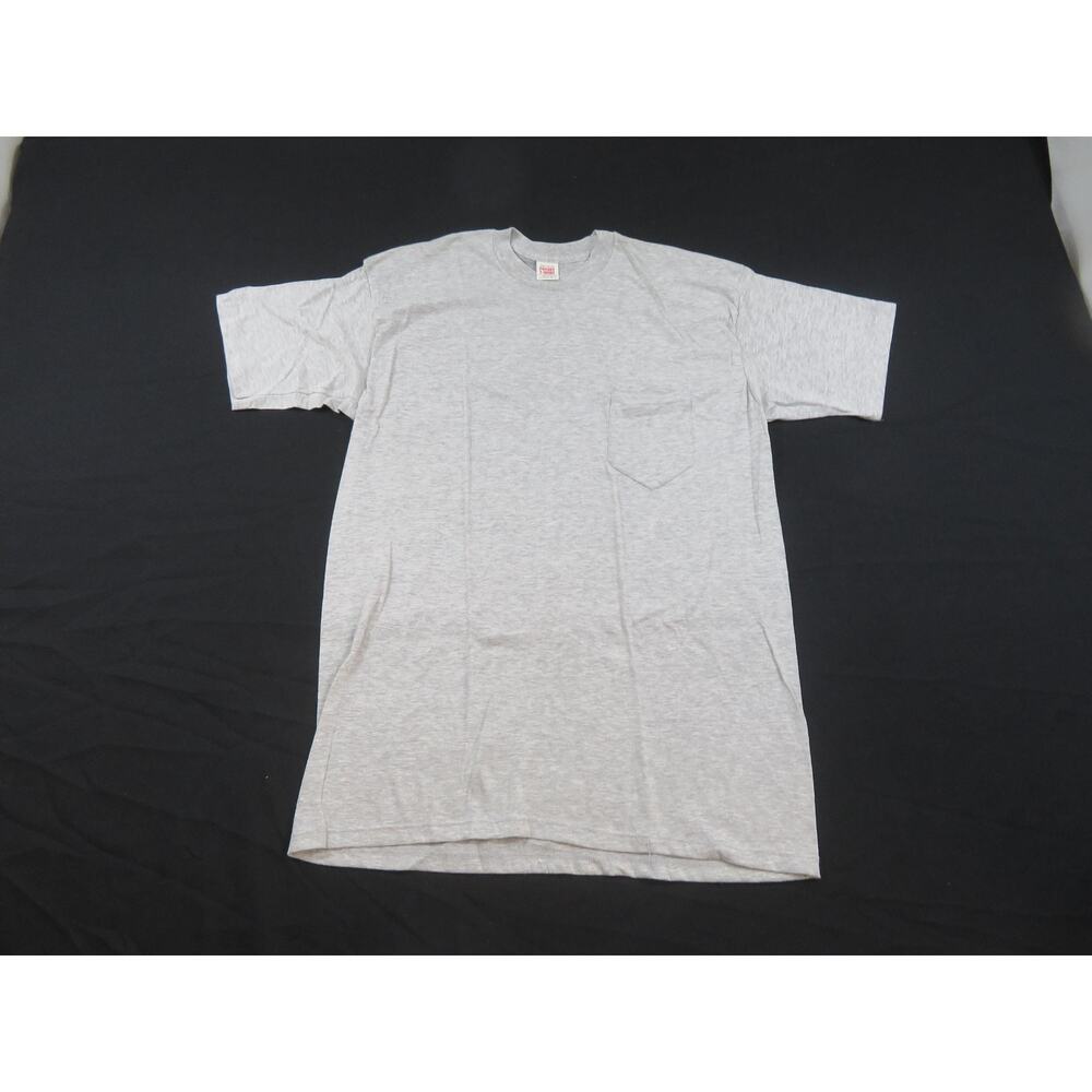 Pocket T-Shirt Plain Blank, Gray Made in USA Sz XL 1980s